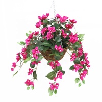 Bouganvillée artificielle rouge de 70 cm, panier suspendu, décoration d'intérieur, plante florale artificielle