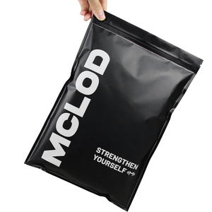 Custom Matte Black Garment Zipper Bag for <strong>Clothing</strong> Brand Packaging Premium Side Zipper Reusable Plastic Packaging Bag with Logo - Product Image 1
