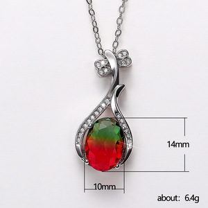 Collana con ciondolo in pietra colorata per donna, elegante catena a clavicola, gioiello alla moda, idea regalo - Product Image 5