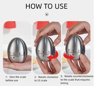 Minuterie de cuisine Outils de cuisson des oeufs en acier inoxydable Réveil mécanique de 60 minutes Comptage créatif Compte à rebours pour la maison - Product Image 5