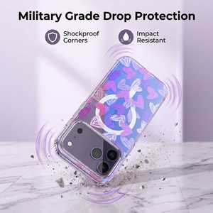 Funda Magnética Resistente de PC y TPU con Diseño de Corazón y Purpurina para <span class=keywords><strong>iPhone</strong></span> 17 16 15 y Samsung Galaxy S26 S25 S24, Carcasa Antigolpes - Product Image 1