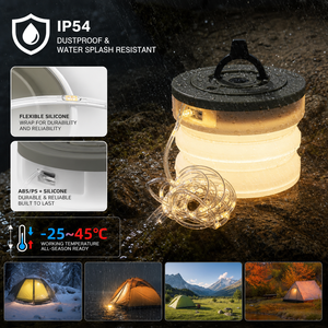 Lampada da Campeggio LED 2 in 1, Lanterna Ricaricabile con Striscia Luminosa 10M, Dimmerabile, Impermeabile IP54, Luce USB per Tenda da Esterno - Product Image 4