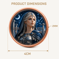 Pièce de monnaie commémorative personnalisée en cuivre pur 99,9 % de 1 oz, déesse grecque Athéna Artemis, mythologie antique, relief 3D, souvenir