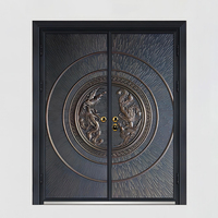 Porte d'entrée double américaine en fonte d'aluminium pour villa, porte principale de sécurité antivol pour appartement commercial et salon, sur mesure