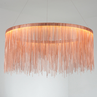 Chaîne en fer grand lustre argent rose or chaîne gland lumière luxe italien Plafonnier pour hôtel salon
