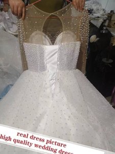 Vestidos de Novia de Gala con Perlas y Cuentas, 2024, Arabia Saudita, Cuello Transparente, Mangas Largas, Vestidos de Novia - Product Image 4