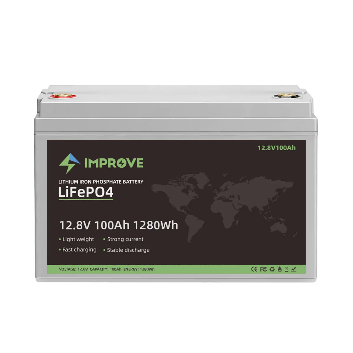 Deep Cycle Lood-zuur Vervanging Solar Lithium Ion Lifepo4 Batterij 12V 100Ah Storage System 12.8V Voor Marine/Rv/Boten