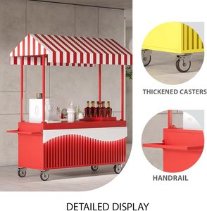 Carretto ambulante in ferro battuto con tettoia a strisce per mercati di strada, festival e vendita di <span class=keywords><strong>snack</strong></span> - Product Image 4
