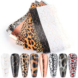 10 Pcs Nail Art Decal Professional Sticker Nail Art Foil Transfer Sticker Leopard Tiger Snake Skin Pattern Print Nail Foil