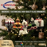 Boule de Noël en verre soufflé à la main, motif train, fournisseur de marque privée, ODM, chiot, gâteau, ballon, carrousel, cadeau à suspendre, en borosilicate, vente en gros