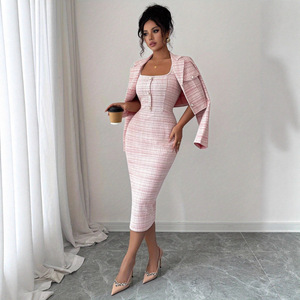 Abbigliamento Femminile all'Ingrosso, Elegante Abito da Sera, <span class=keywords><strong>Set</strong></span> 2 Pezzi, Completo <span class=keywords><strong>Blazer</strong></span> alla Moda per Feste e Appuntamenti - Product Image 3