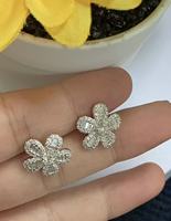 Boucles d'oreilles exquises scintillantes pour femmes, en argent 925 incrusté de zircon, motif fleur, pour mariée, personnalisation OEM disponible