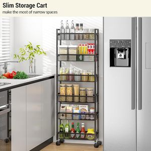 Kitchen Storage Rack Multi Layer Metal Movable Stand For Spice And Vegetable Organizing - Product Image 2