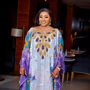 New Arrival Middle East <strong>Sequin</strong> Printed Plus Size Dress Chiffon Loose Pullover <strong>Robe</strong> African Women Dress <strong>Robe</strong> - Product Image 2