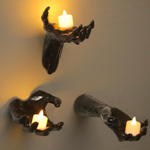 Heysey Halloween - Decoración de Pared con Manos Espeluznantes, 3 Piezas de Manos de Vinilo con Portavelas LED Perforados para Regalos - Product Image 3