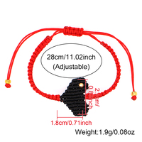 Gelang Pesona Go2boho Benang Nilon Merah dengan Pesona Manik-Manik Geometris Hitam Aksen Berlapis Emas 18K Hadiah Bohemian
