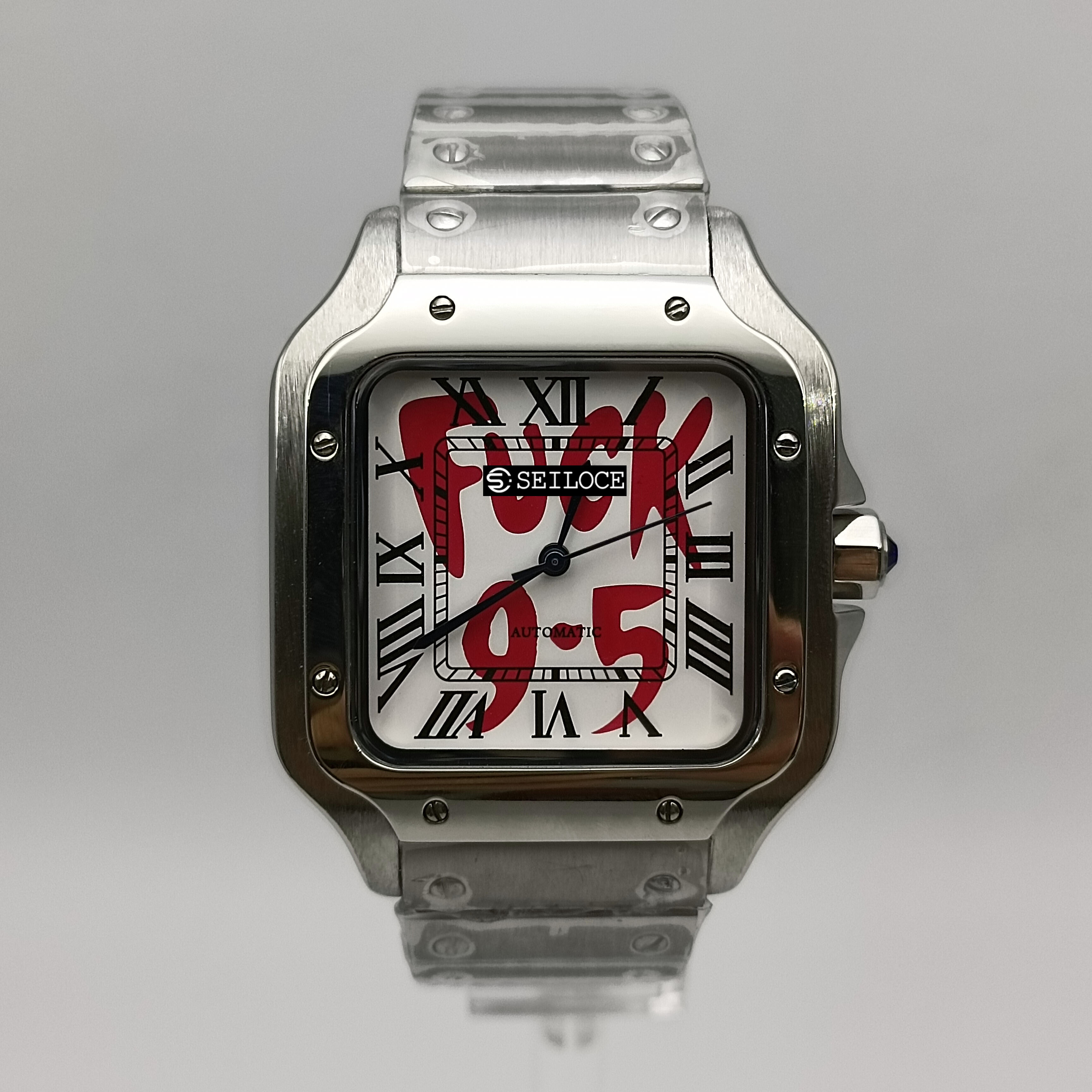 Boîtier argenté + cadran blanc