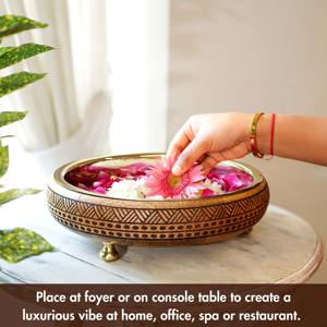 Bandejas Decorativas con Encanto Tradicional, Urli de Madera y Acero Inoxidable, Centro de Mesa Elegante para Decoración del Hogar, Hecho a Mano, Étnico y Tradicional - Product Image 6