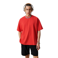 T-shirt en coton respirant pour homme, coupe oversize à épaules tombantes, couleur unie, style décontracté américain, idéal pour le quotidien et le sport