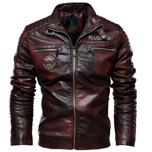 OEM <span class=keywords><strong>invierno</strong></span> otoño hombres Racer cremallera motocicleta PU cuero chaquetas bombardero <span class=keywords><strong>chaqueta</strong></span> de talla grande negro marrón <span class=keywords><strong>chaqueta</strong></span> de cuero - Product Image 2
