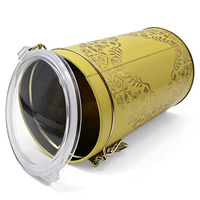Boîte en métal ronde de qualité alimentaire avec couvercle à fermoir transparent, boîte de rangement hermétique pour le thé, le café, les collations, les emballages cadeaux