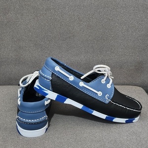 Mocassins et baskets de marche décontractées pour hommes en cuir de vache souple <span class=keywords><strong>bleu</strong></span> <span class=keywords><strong>marine</strong></span>, respirants, à lacets, style pieds nus, <span class=keywords><strong>chaussures</strong></span> <span class=keywords><strong>bateau</strong></span> d'été colorées - Product Image 1
