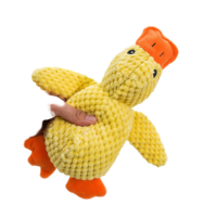 Jouet en peluche durable et écologique en forme de canard de dessin animé pour chiens et chats - Jouet à couiner anti-anxiété pour chiens