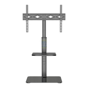 Soporte de TV de Vidrio Templado con Estante para DVD para Televisores de 32 a 65 <span class=keywords><strong>Pulgadas</strong></span>, Giratorio <span class=keywords><strong>35</strong></span> Grados, Altura Ajustable, Soporta 40 kg - Product Image 1