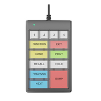 Clavier USB Bumpbar entièrement programmable à 24 touches pour système d'affichage de cuisine (KDS), en ABS, avec interrupteurs mécaniques Cherry MX, 1,8 m