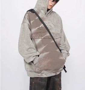 Sudadera con capucha lavada con ácido para hombre Premium, nuevo diseño, Jersey Vintage, estampado de algodón callejero, parche bordado, cuello con capucha para invierno - Product Image 3