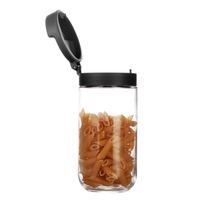 Borosilikatglas-Vorratsdose mit doppeltem Öffnungsmechanismus, luftdichtem Deckel und robustem Kragen, klar, für Küche und Vorratskammer, 350ml 800ml, Schwarz Grau Grün