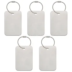 Vente en gros étiquette volante blanche étanche double face imprimée sur mesure en métal vierge étiquette de sublimation en aluminium pour bagages sacs de voyage