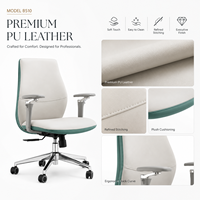 Fauteuil de bureau ergonomique moderne MINGSEAT à dossier mi-haut en cuir PU, pivotant, hauteur réglable, siège rembourré, design confortable