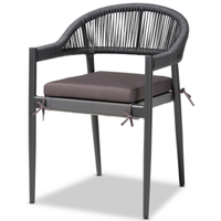 Chaise de salle à manger d'extérieur en métal et corde fini gris, design moderne, nouvelle collection