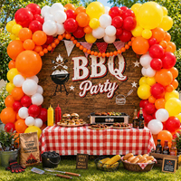 Kit d'arche de guirlande de ballons rouges, oranges, jaunes et blancs, thème carnaval, hot-dogs, pique-nique, pour décoration de fête d'anniversaire en plein air, barbecue d'été