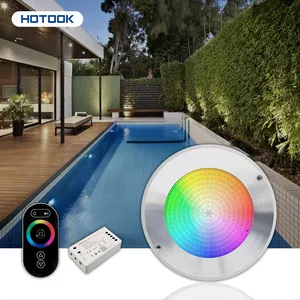 HOTOOK Marca patentada Nicho Reemplazo de luz de piscina ultrafina Acero inoxidable 316 45W RGB IP68 Luces de piscina Led bajo el agua