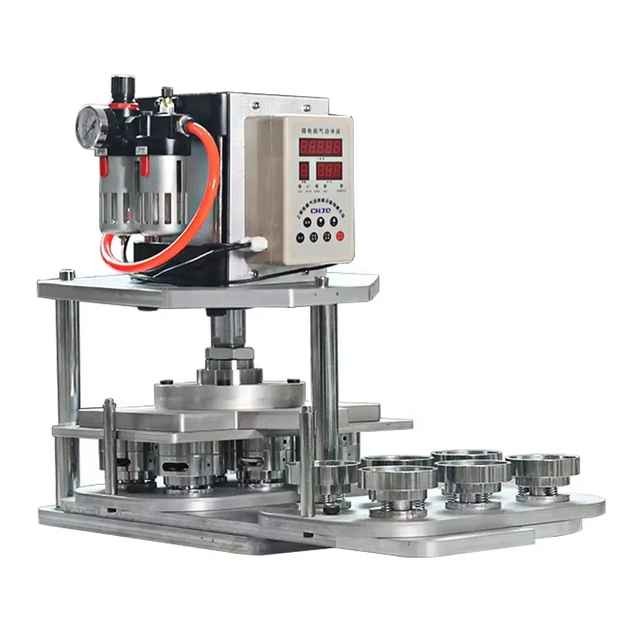 6pcs Metal Pneumatic Automatic Button Badge Making MachineBadge Machine with Magnetic Photo Frame Fridge Magnet Machine