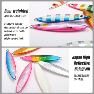 Fuhui 20g 30g 40g 60g Jig métallique de pêche en mer à lancer lent, appât artificiel dur à longue portée, yeux 3D, leurre de pêche à la côte à lancer lent - Product Image 4