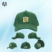 Topi Baseball Snapback 5-Panel Sporty Dobby Dot Terstruktur Warna Hijau untuk Dewasa, Logo Bordir, Tali Korduroi - untuk Penggunaan Luar Ruangan