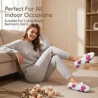 Calcetines de Casa para Mujer con Diseño de Corazón y Lazo, Forrados de Sherpa, Cálidos para Invierno, Antideslizantes