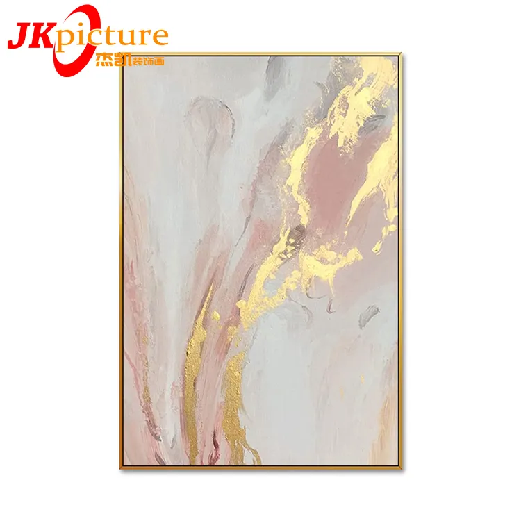 Home Decor Abstract Pink Texture Marbled Gold Foil Luxury Modern Artwork abstract acrylic oil painting on canvas