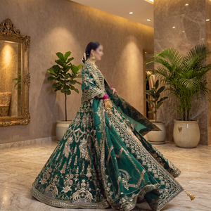 Robes de mariée pakistanaises A-line très prisées, grandes tailles, en mousseline, à lacets, avec fleurs en cristal, modernes, longueur ras du sol, haute qualité - Product Image 3