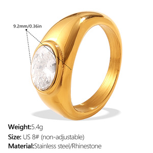 Anillo de circón vintage con forma de lágrima para mujer, diseño irregular, acero inoxidable, chapado en oro, estilo de corte de lujo, joyería de moda - Product Image 3