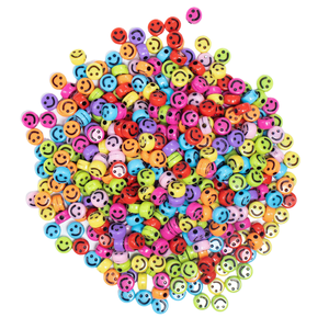 500g/sac 3500 pièces Perles plates en acrylique de 7 mm avec visage souriant pour la fabrication de bijoux DIY Bracelet Collier Porte-clés Matériaux - Product Image 3