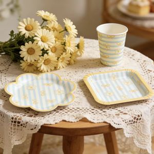 Service de table jetable de style designer, <span class=keywords><strong>vaisselle</strong></span> <span class=keywords><strong>jaune</strong></span> style nœud, pour hôtels et mariages, écologique et durable - Product Image 5