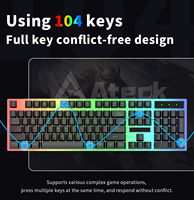 Clavier de jeu à membrane G21 pour commande en gros, personnalisé, 104 touches, anti-ghosting, rétroéclairage RGB, USB Type-C, touches multimédias hot-swap