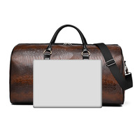 Bolsa de Viaje de Fin de Semana de Cuero PU con Diseño de Cocodrilo, Resistente a Arañazos, Gran Capacidad, Correa de Hombro Ajustable, Bolso de Mano para Hombre