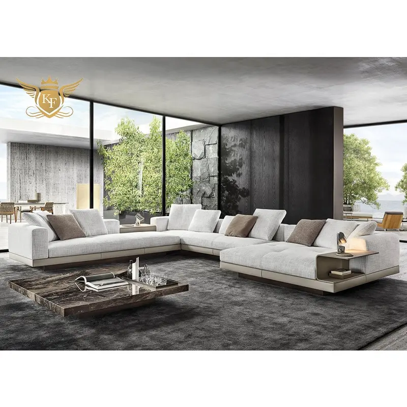 Factory OEM ODM Home Furniture Italian Design Modular Sectional Couch Corner Sofas Modern Gray Fabric Living Room Sofa Set