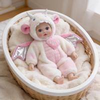Poupée Reborn en vinyle de 18 pouces avec corps souple, costume de monstre, ailes en peluche, cheveux bouclés, poupée nouveau-né pour jeu d'imitation