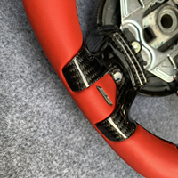Volant de course personnalisable en fibre de carbone à 3 branches avec revêtement en cuir rouge pour Chevrolet Camaro SS (2010-2015)